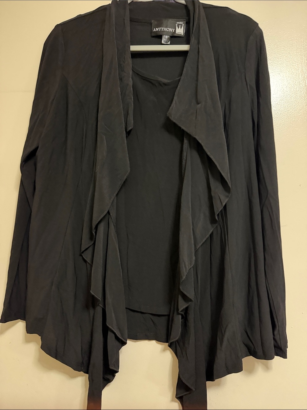 Antthony Black Draped Open-Front Women's Cardigan with matching tank